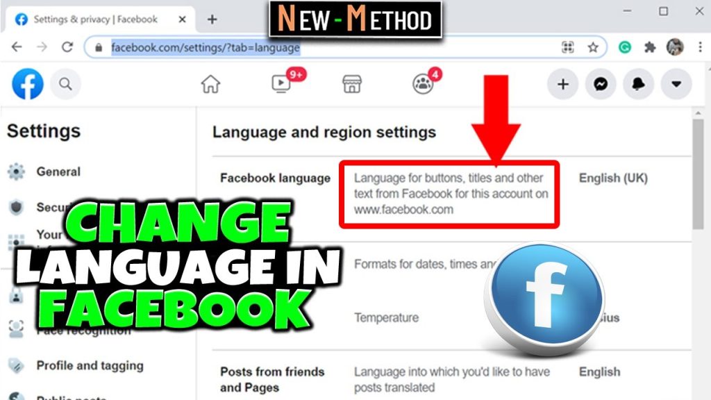 how can i change the language in facebook